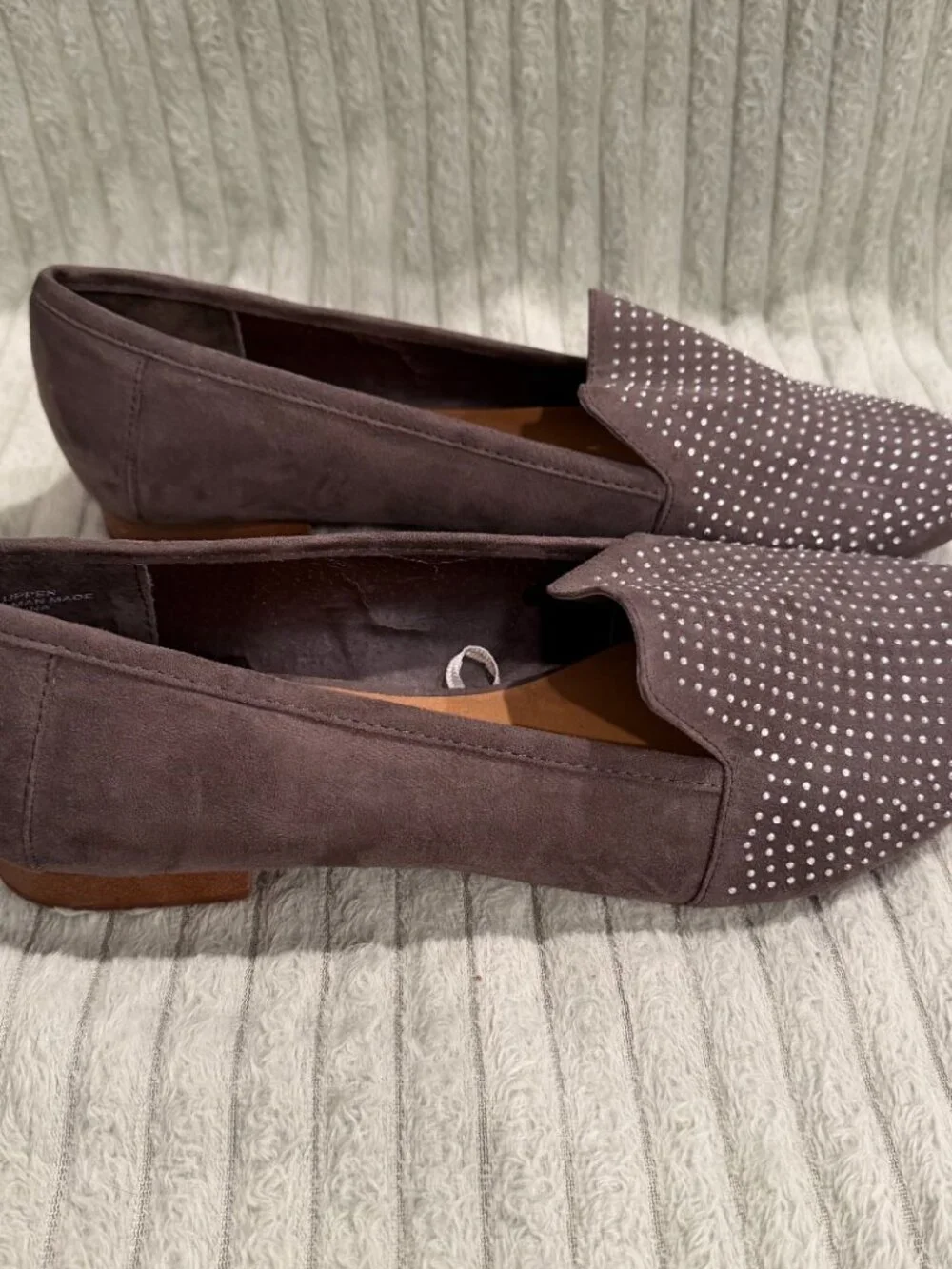 Torrid Size 11 Gray Silver Studded “Smoking” Slip-On Loafers New Without Box